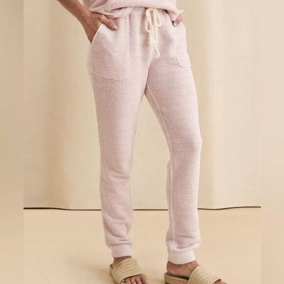 Faherty Pink White Jacquard Witewater Joggers With Pockets Elastic Waist Small - Picture 1 of 12